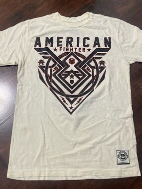 American Fighter Cream Short-Sleeve Graphic Tee with Black Logo